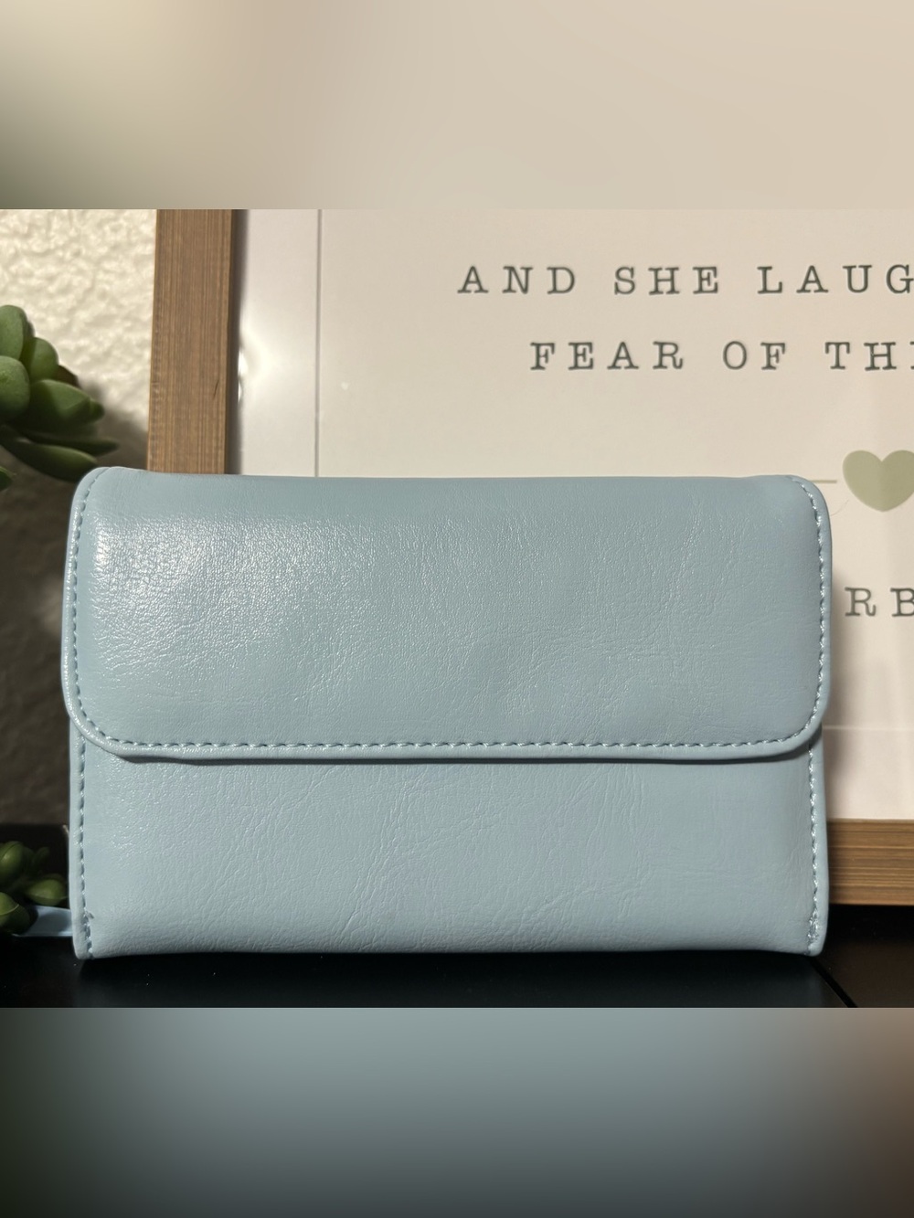 Women's Light Blue Faux Leather Wallet